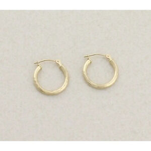 14k Yellow Gold Small Textured Hoop Earrings 5/8" Hoops